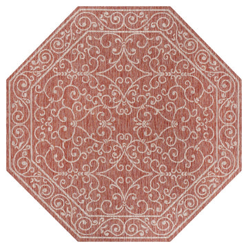 Charleston Vintage Filigree Textured Weave Indoor/outdoor Octagon Rug